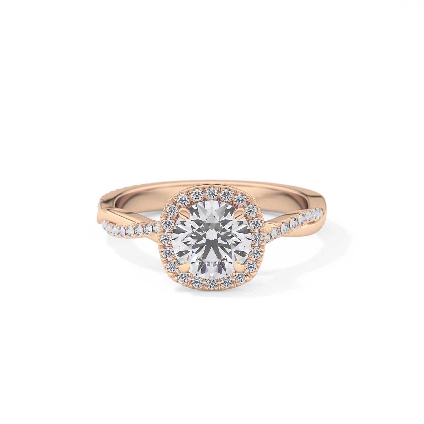 Round Halo & Pave Lab Grown Diamond Engagement Ring
