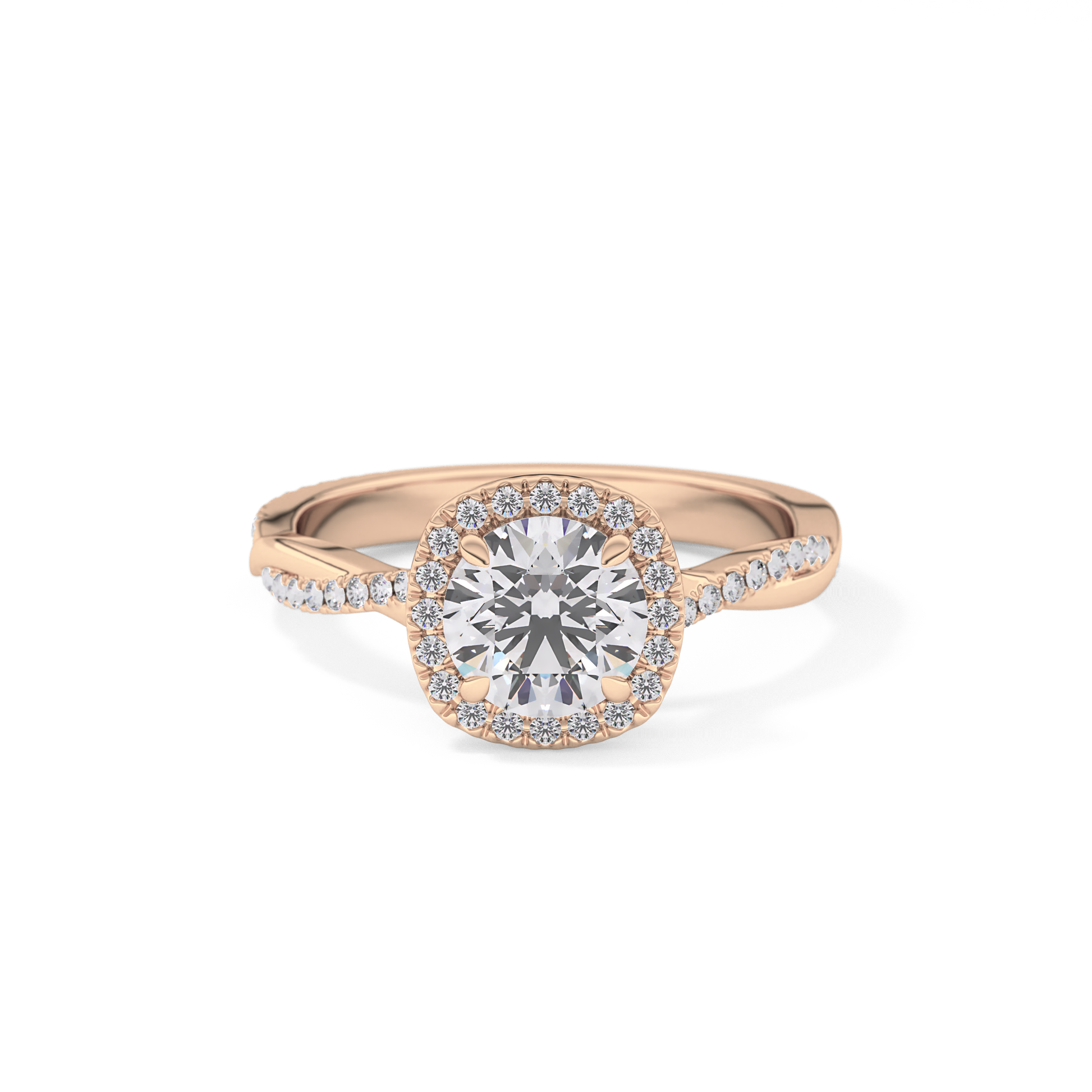 Round Halo & Pave Lab Grown Diamond Engagement Ring