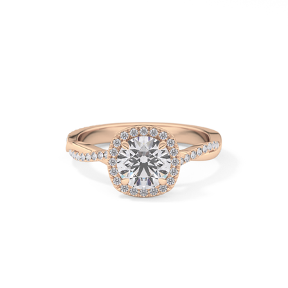 Round Halo & Pave Lab Grown Diamond Engagement Ring
