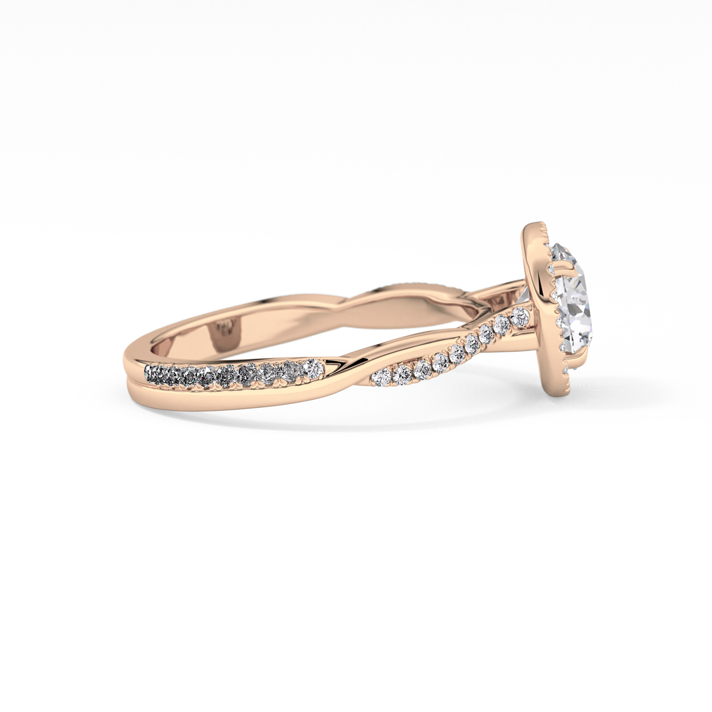 Round Halo & Pave Lab Grown Diamond Engagement Ring