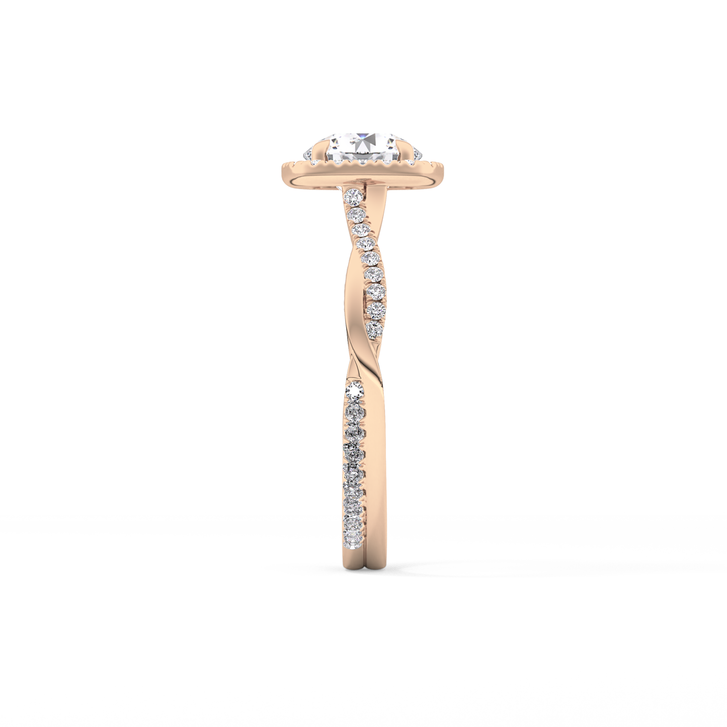 Round Halo & Pave Lab Grown Diamond Engagement Ring