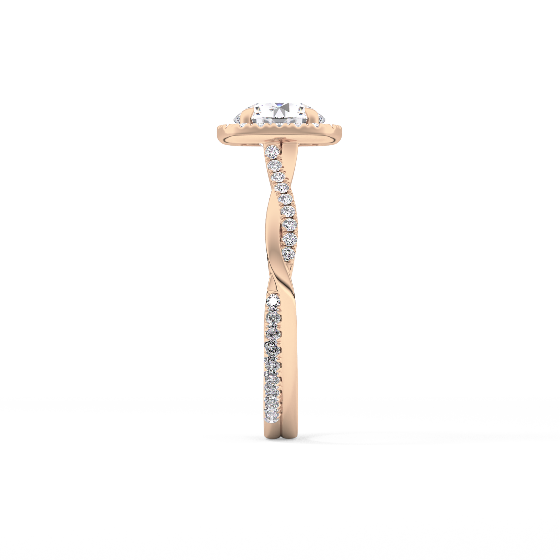 Round Halo & Pave Lab Grown Diamond Engagement Ring
