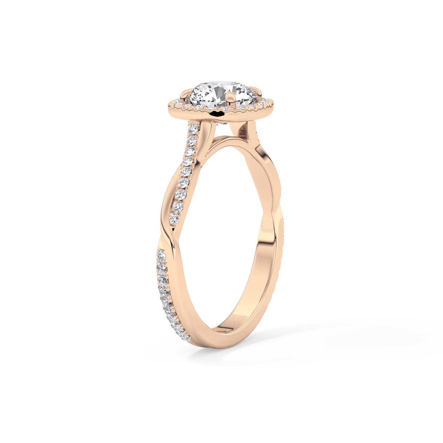 Round Halo & Pave Lab Grown Diamond Engagement Ring
