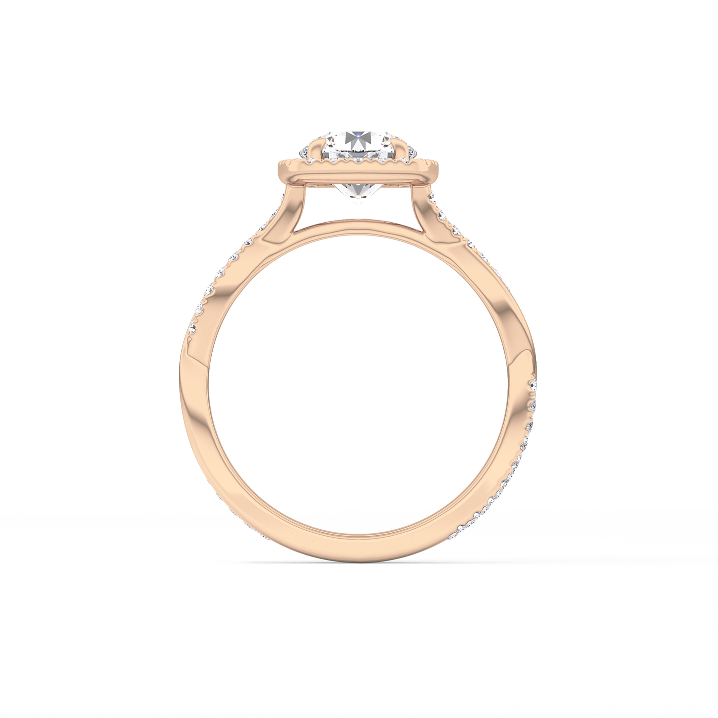 Round Halo & Pave Lab Grown Diamond Engagement Ring