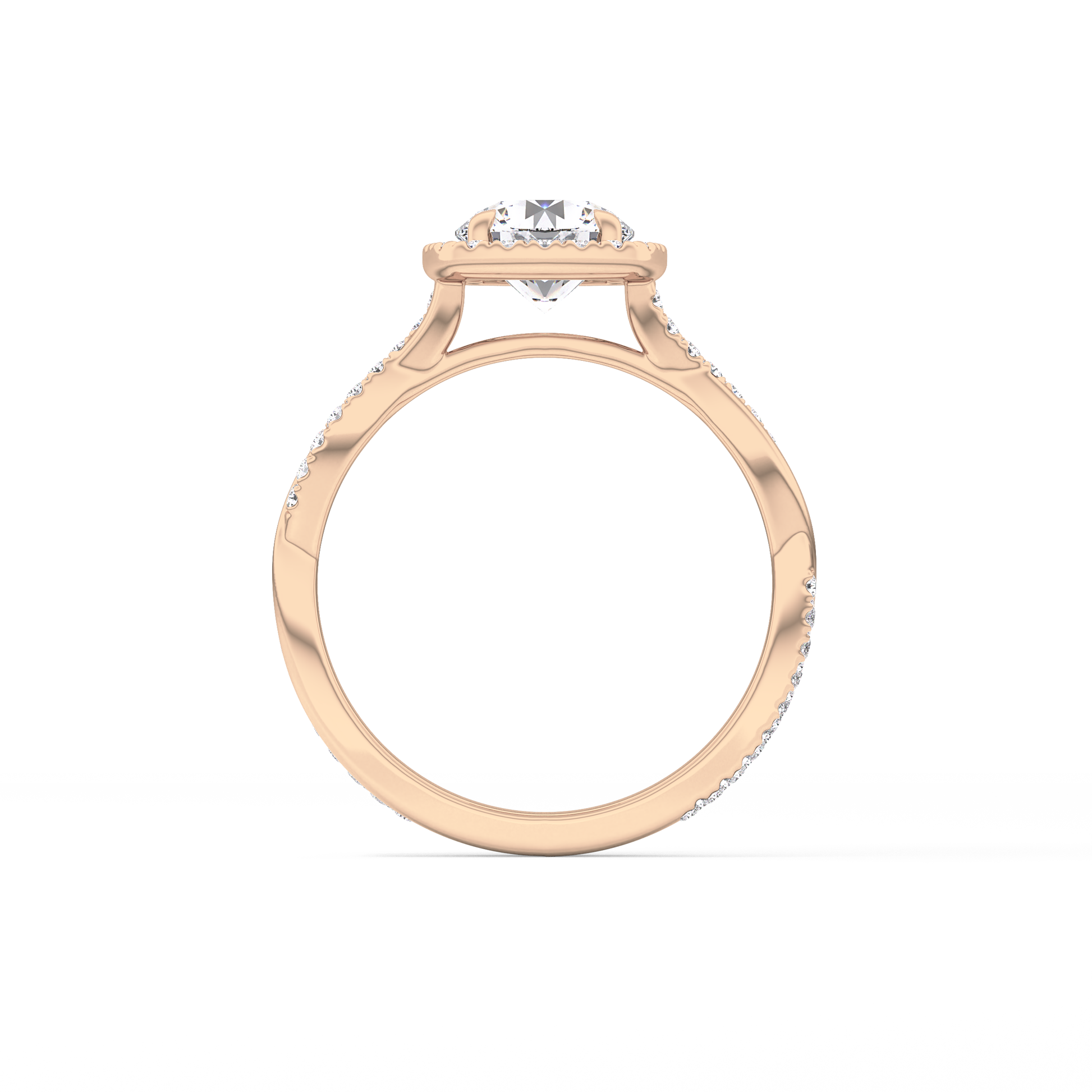 Round Halo & Pave Lab Grown Diamond Engagement Ring