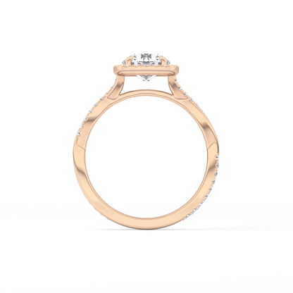 Round Halo & Pave Lab Grown Diamond Engagement Ring