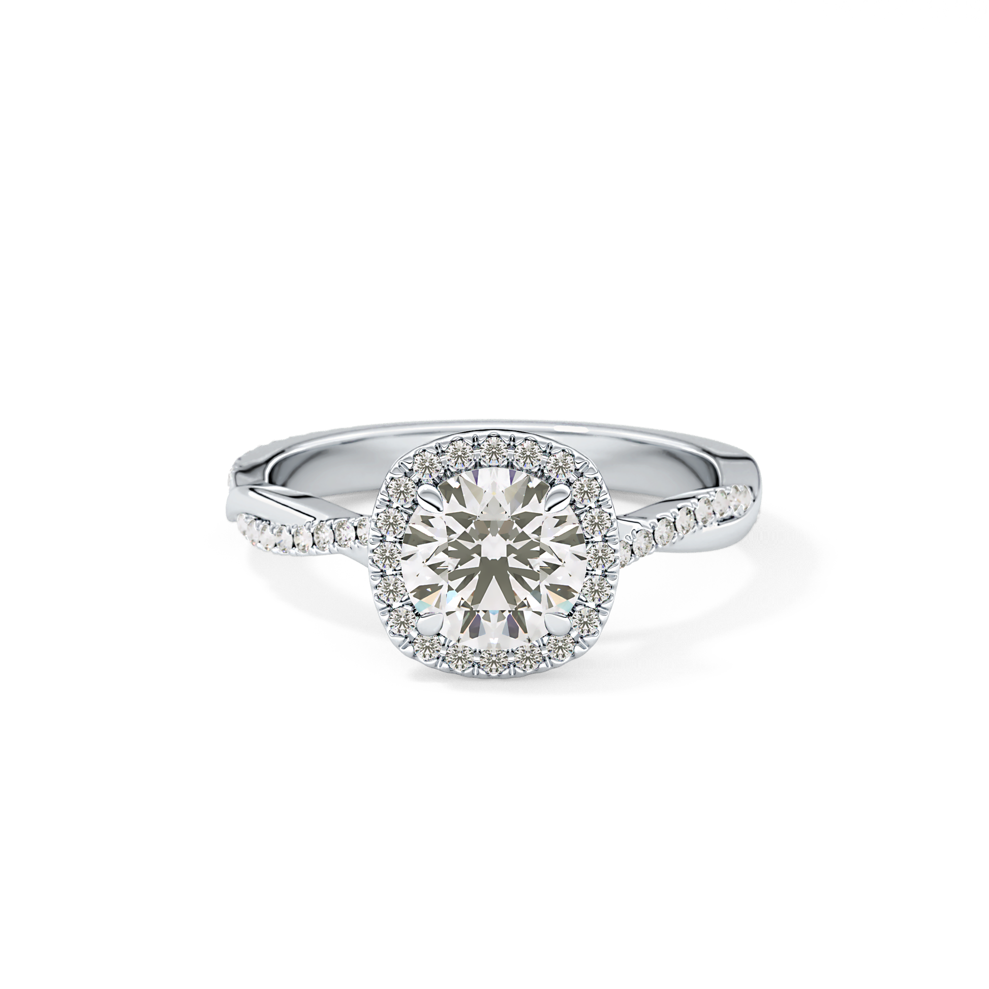 Round Halo & Pave Lab Grown Diamond Engagement Ring