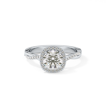 Round Halo & Pave Lab Grown Diamond Engagement Ring