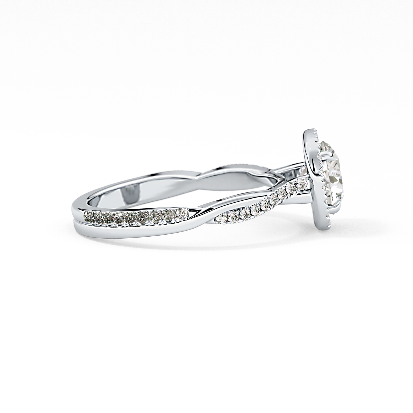 Round Halo & Pave Lab Grown Diamond Engagement Ring