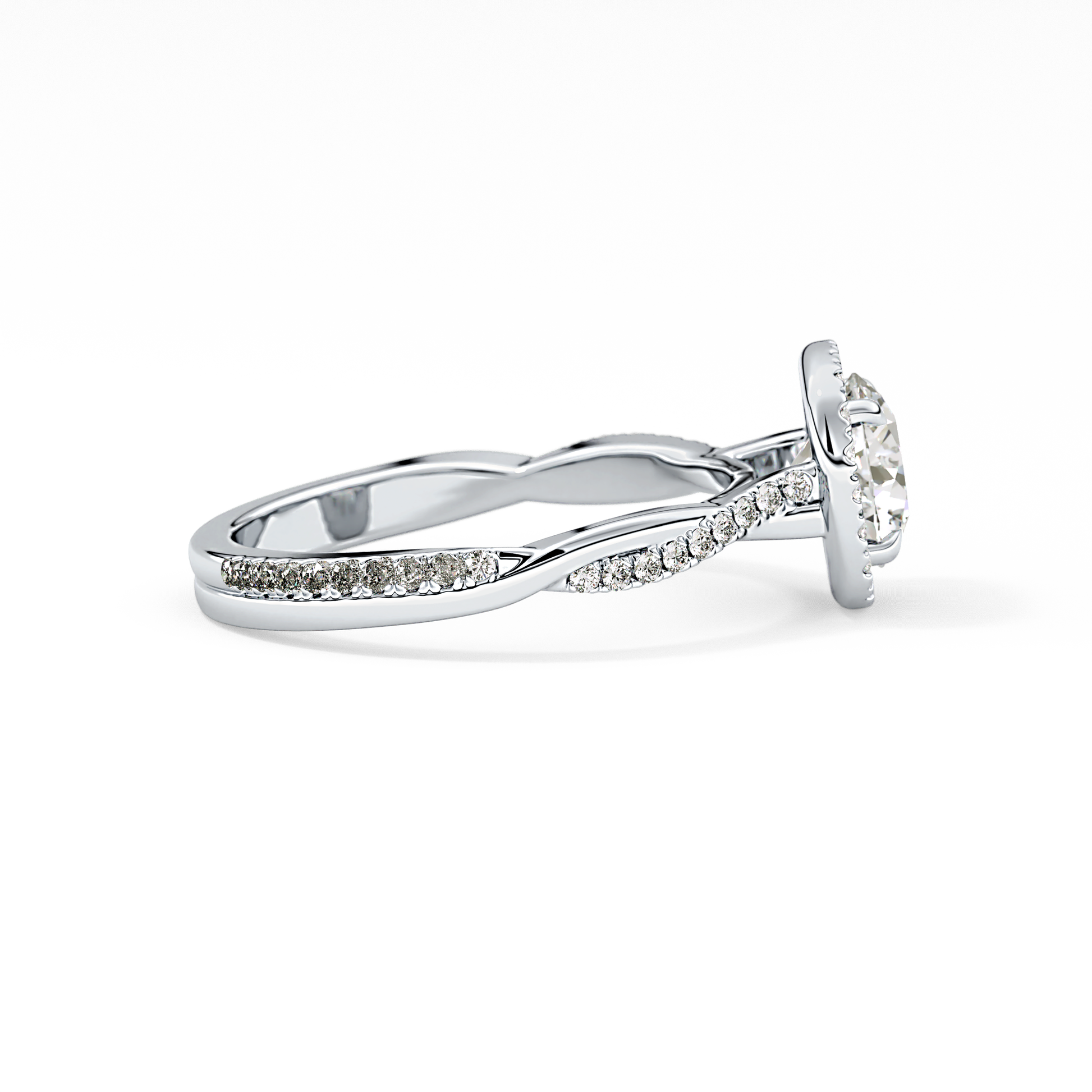 Round Halo & Pave Lab Grown Diamond Engagement Ring
