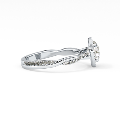 Round Halo & Pave Lab Grown Diamond Engagement Ring