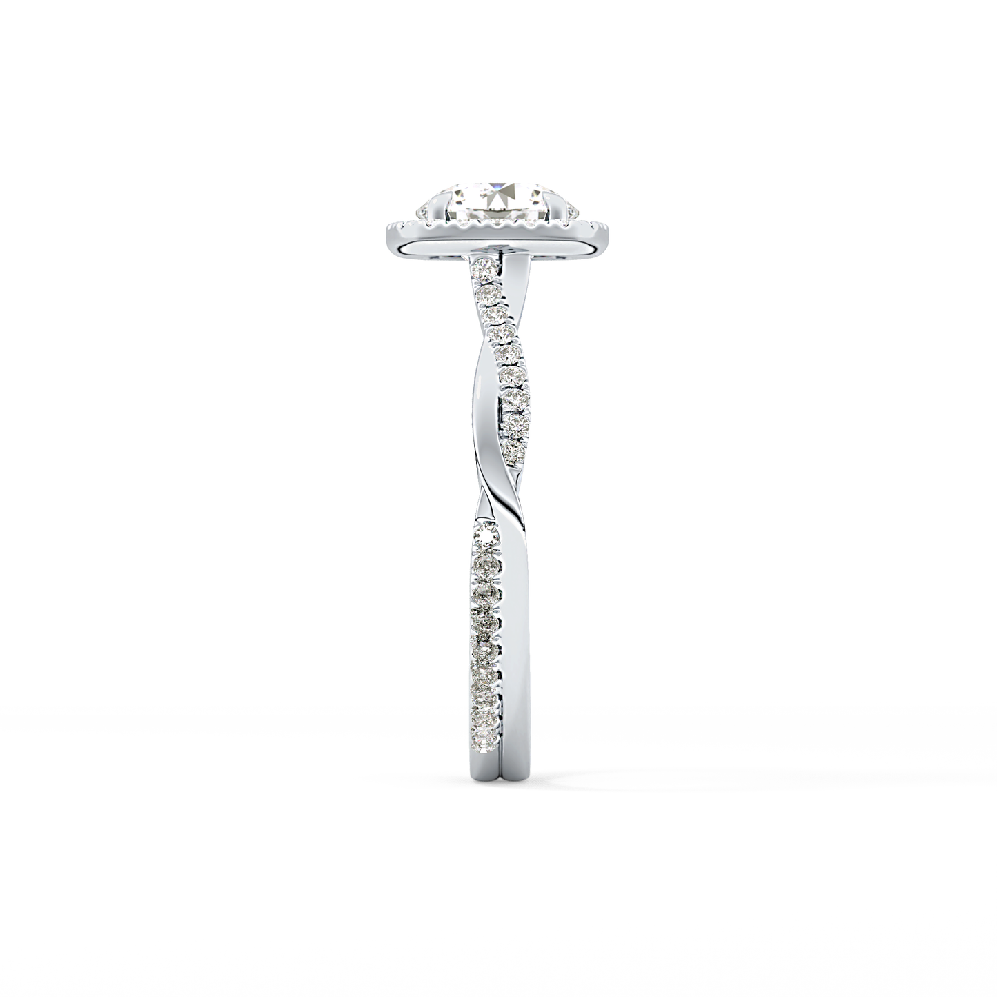Round Halo & Pave Lab Grown Diamond Engagement Ring