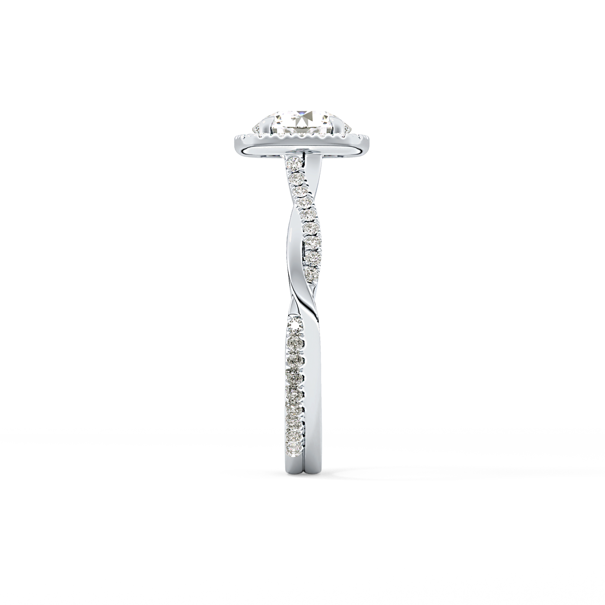 Round Halo & Pave Lab Grown Diamond Engagement Ring