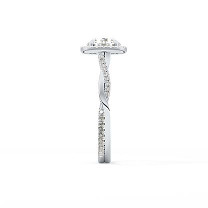 Round Halo & Pave Lab Grown Diamond Engagement Ring