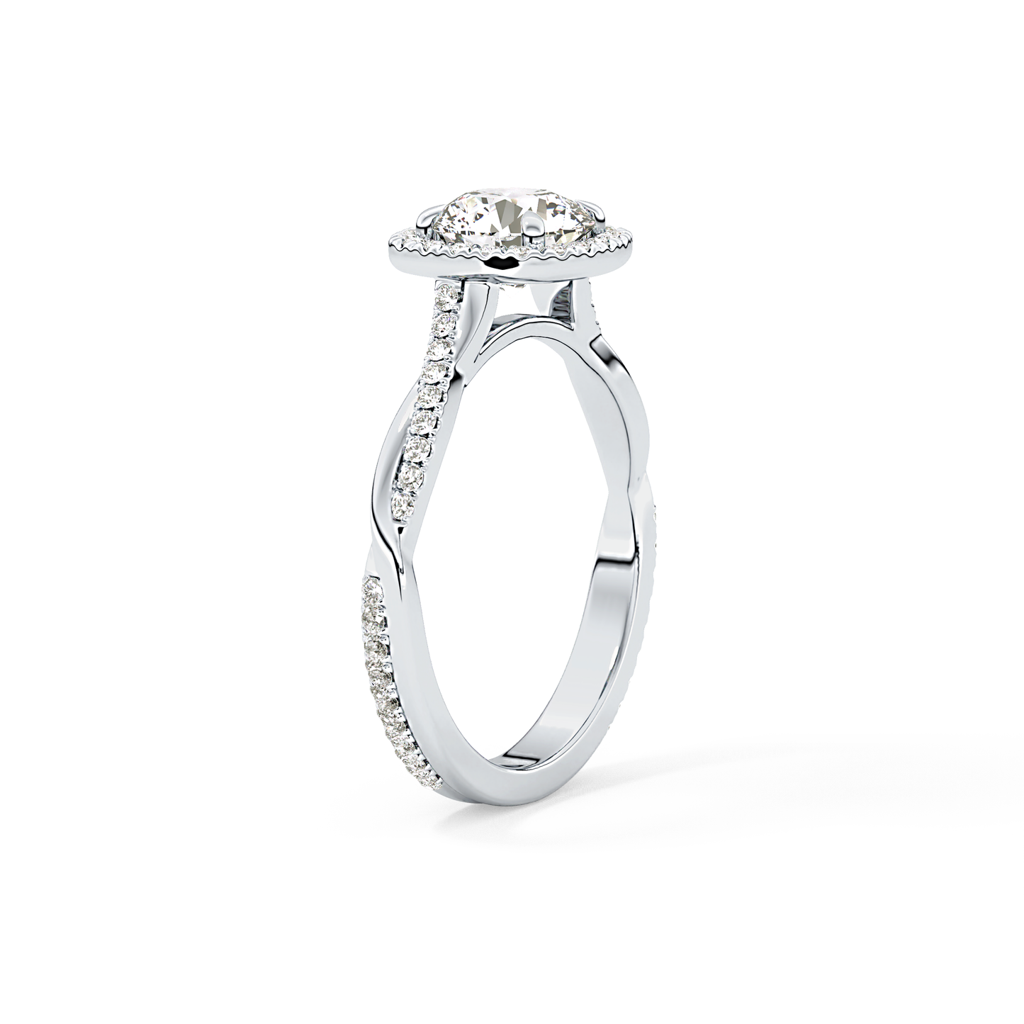 Round Halo & Pave Lab Grown Diamond Engagement Ring