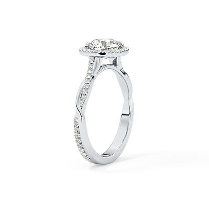 Round Halo & Pave Lab Grown Diamond Engagement Ring