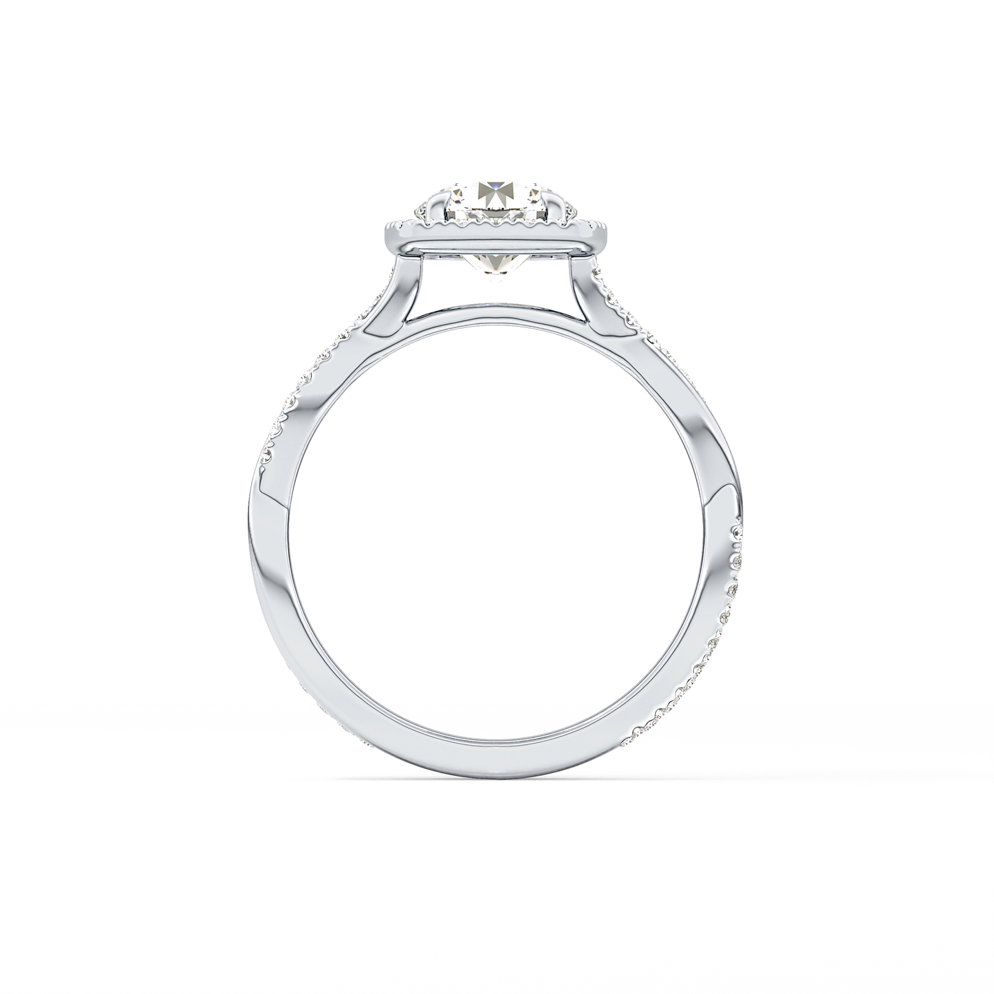 Round Halo & Pave Lab Grown Diamond Engagement Ring