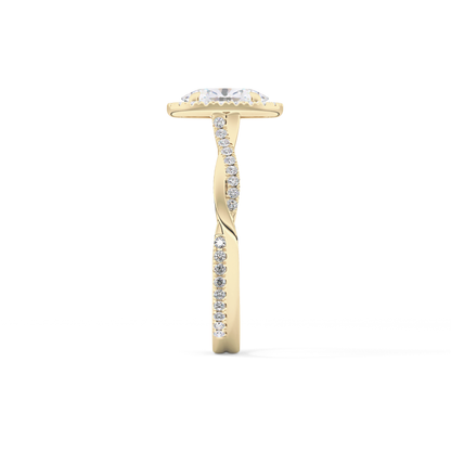 Oval Twisted Shank, Halo and Pave Lab Grown Diamond Engagement Ring