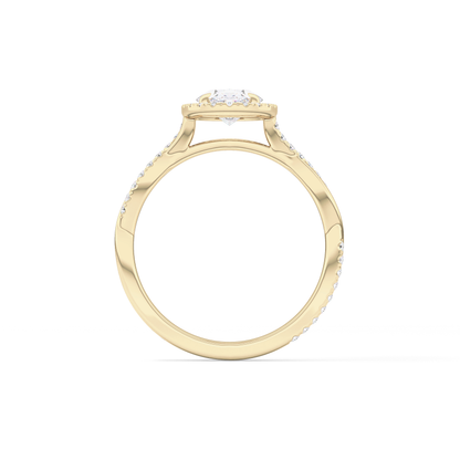 Oval Twisted Shank, Halo and Pave Lab Grown Diamond Engagement Ring
