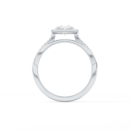 Oval Twisted Shank, Halo and Pave Lab Grown Diamond Engagement Ring