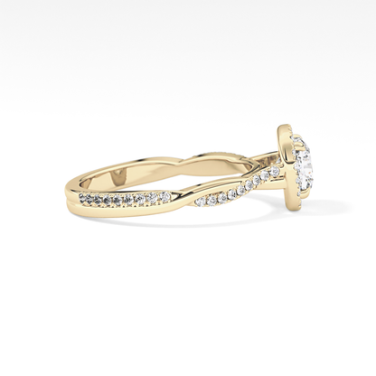 Cushion Twisted Shank, Halo and Pave Lab Grown Diamond Engagement Ring