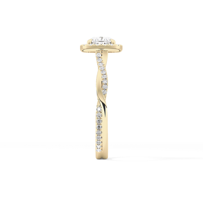 Cushion Twisted Shank, Halo and Pave Lab Grown Diamond Engagement Ring