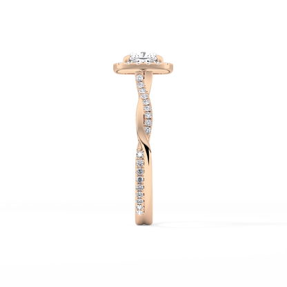 Cushion Twisted Shank, Halo and Pave Lab Grown Diamond Engagement Ring