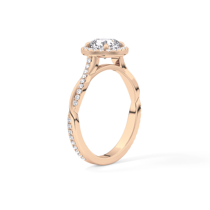 Cushion Twisted Shank, Halo and Pave Lab Grown Diamond Engagement Ring