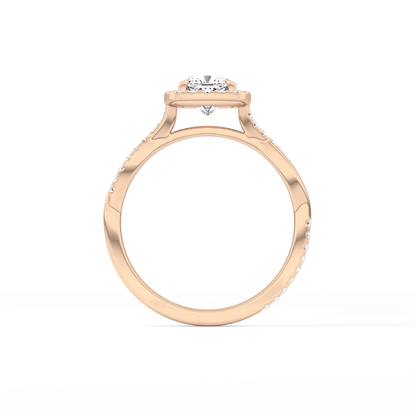 Cushion Twisted Shank, Halo and Pave Lab Grown Diamond Engagement Ring
