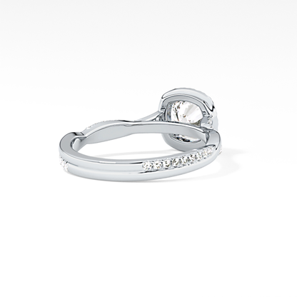 Cushion Twisted Shank, Halo and Pave Lab Grown Diamond Engagement Ring