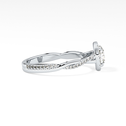 Cushion Twisted Shank, Halo and Pave Lab Grown Diamond Engagement Ring