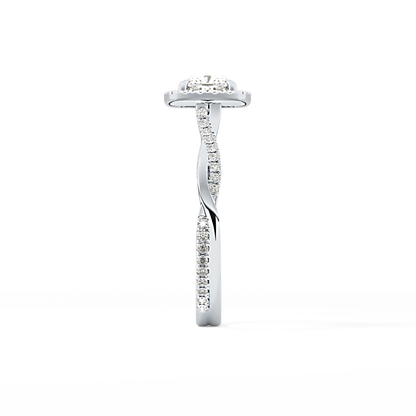 Cushion Twisted Shank, Halo and Pave Lab Grown Diamond Engagement Ring