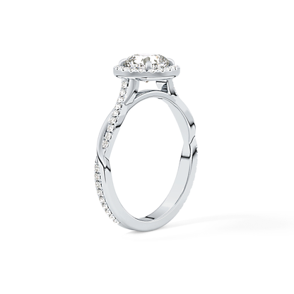Cushion Twisted Shank, Halo and Pave Lab Grown Diamond Engagement Ring
