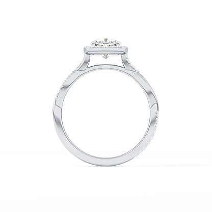 Cushion Twisted Shank, Halo and Pave Lab Grown Diamond Engagement Ring