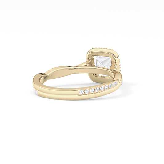Princess Twisted Shank, Halo and Pave Lab Grown Diamond Engagement Ring
