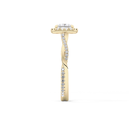 Princess Twisted Shank, Halo and Pave Lab Grown Diamond Engagement Ring