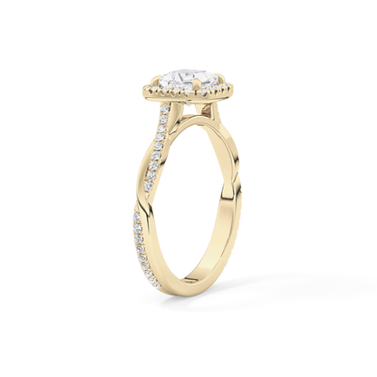 Princess Twisted Shank, Halo and Pave Lab Grown Diamond Engagement Ring