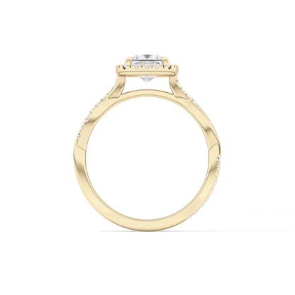 Princess Twisted Shank, Halo and Pave Lab Grown Diamond Engagement Ring