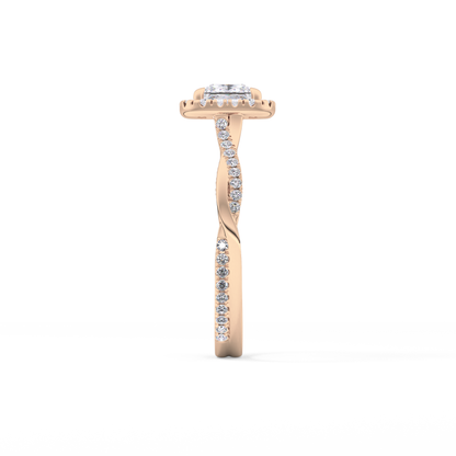 Princess Twisted Shank, Halo and Pave Lab Grown Diamond Engagement Ring