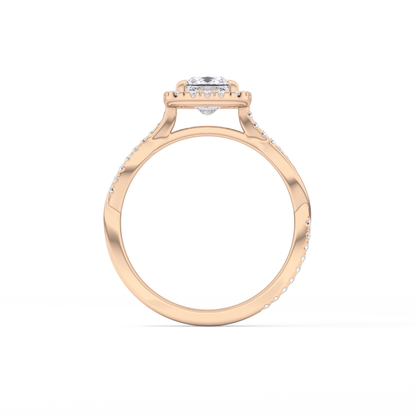 Princess Twisted Shank, Halo and Pave Lab Grown Diamond Engagement Ring