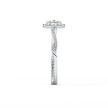 Princess Twisted Shank, Halo and Pave Lab Grown Diamond Engagement Ring