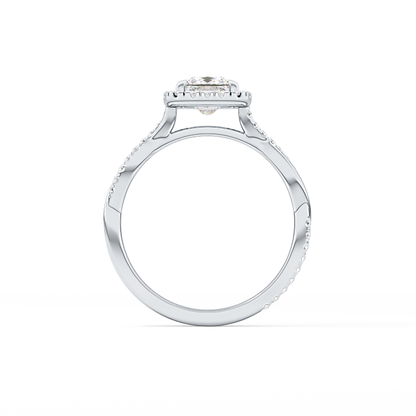 Princess Twisted Shank, Halo and Pave Lab Grown Diamond Engagement Ring
