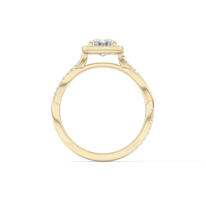 Emerald Twisted Shank, Halo and Pave Lab Grown Diamond Engagement Ring
