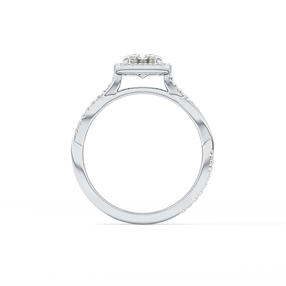 Emerald Twisted Shank, Halo and Pave Lab Grown Diamond Engagement Ring
