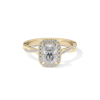 Princess Twisted Shank, Halo and Pave Lab Grown Diamond Engagement Ring
