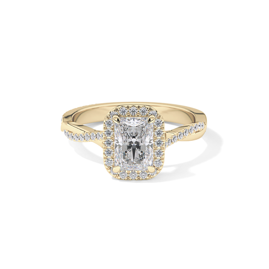 Princess Twisted Shank, Halo and Pave Lab Grown Diamond Engagement Ring