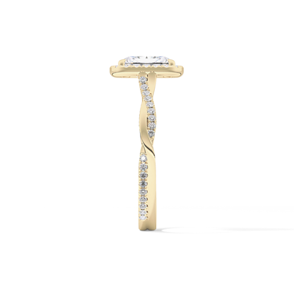 Princess Twisted Shank, Halo and Pave Lab Grown Diamond Engagement Ring