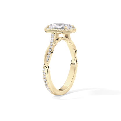 Princess Twisted Shank, Halo and Pave Lab Grown Diamond Engagement Ring