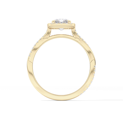 Princess Twisted Shank, Halo and Pave Lab Grown Diamond Engagement Ring