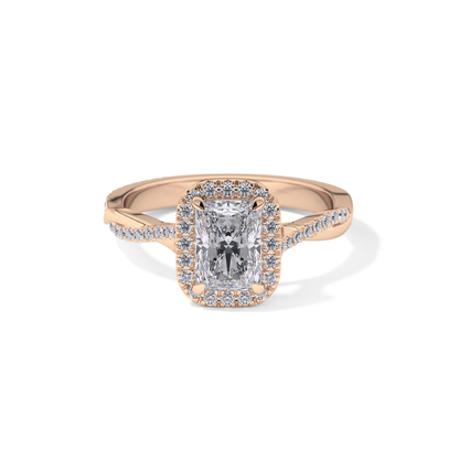 Princess Twisted Shank, Halo and Pave Lab Grown Diamond Engagement Ring